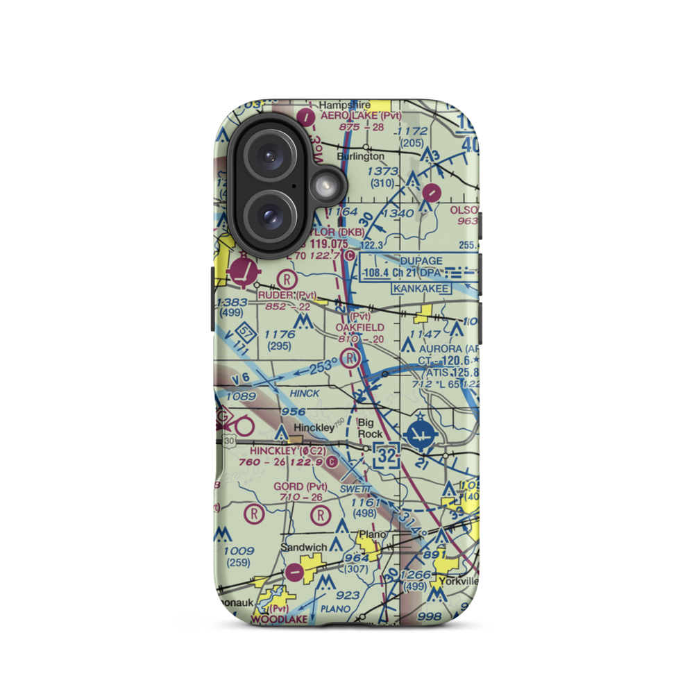 Oakfield RLA Airport (IL85) VFR Sectional  Tough iPhone Case iPhone 16 model shown