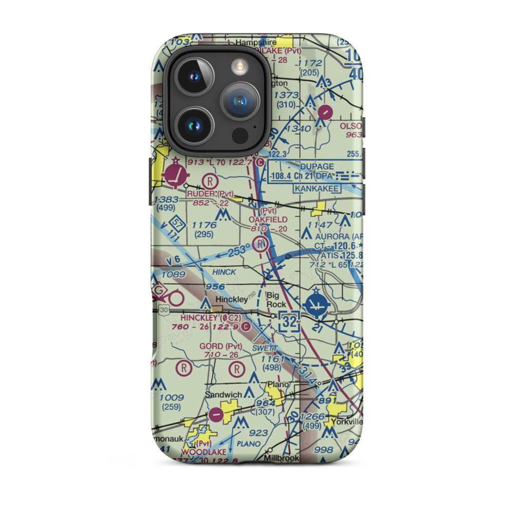 Oakfield RLA Airport (IL85) VFR Sectional  Tough iPhone Case iPhone 16 Pro Max model shown