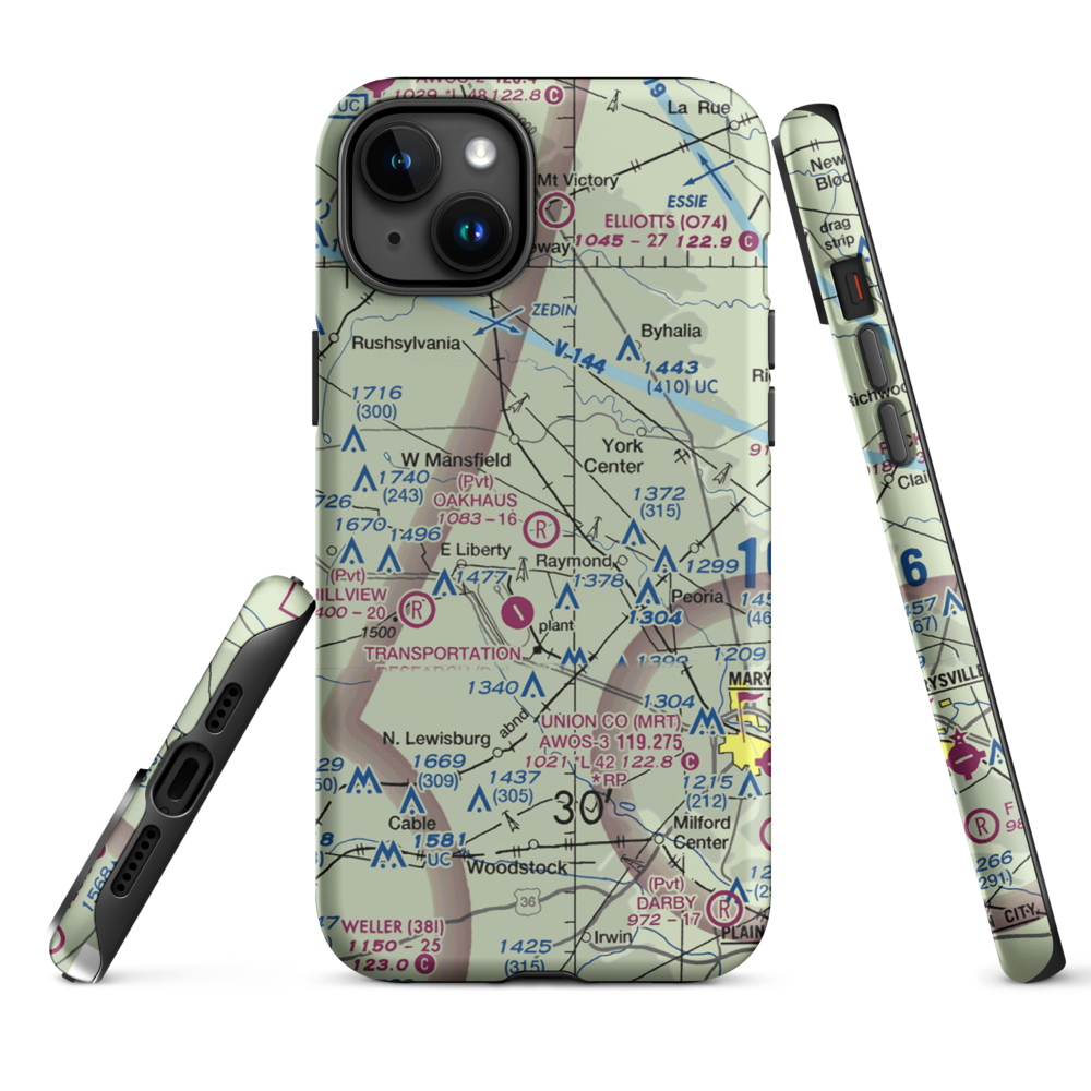 Oakhaus Landing Airport (5OH6) VFR Sectional  Tough iPhone Case iPhone 15 Plus model shown