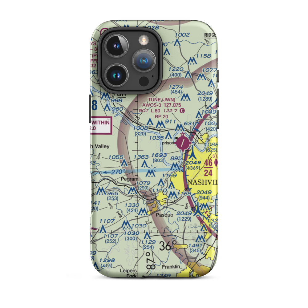 Oakley Airport (TN79) VFR Sectional  Tough iPhone Case iPhone 16 Pro Max model shown