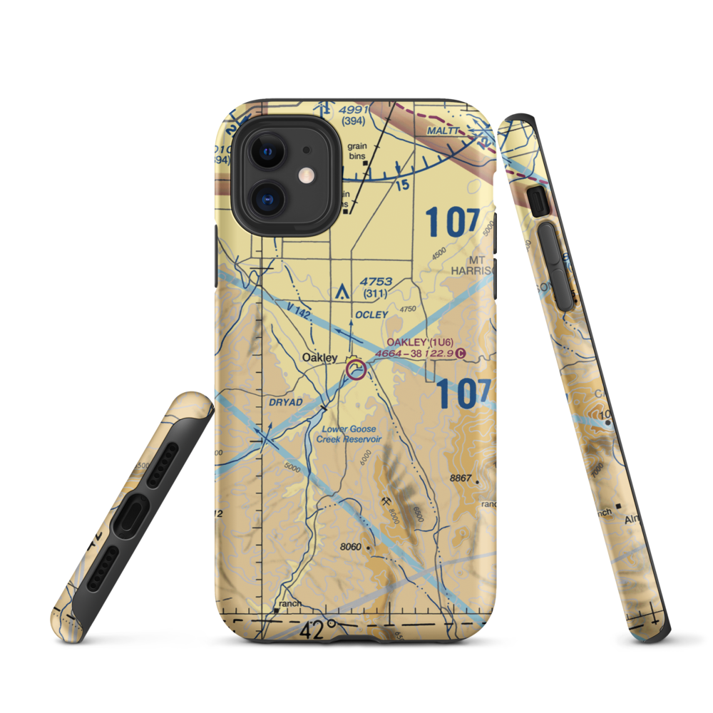 Oakley Municipal Airport (1U6) VFR Sectional  Tough iPhone Case iPhone 11 model shown