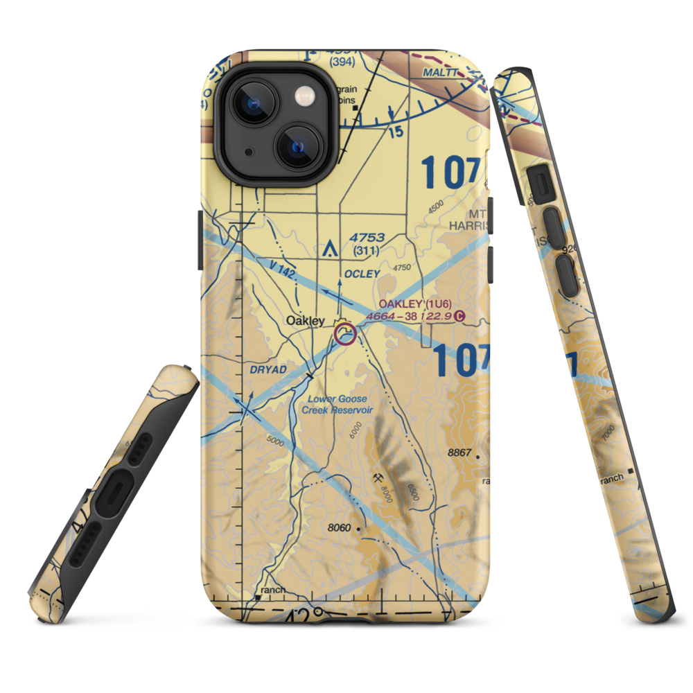 Oakley Municipal Airport (1U6) VFR Sectional  Tough iPhone Case iPhone 14 Plus model shown