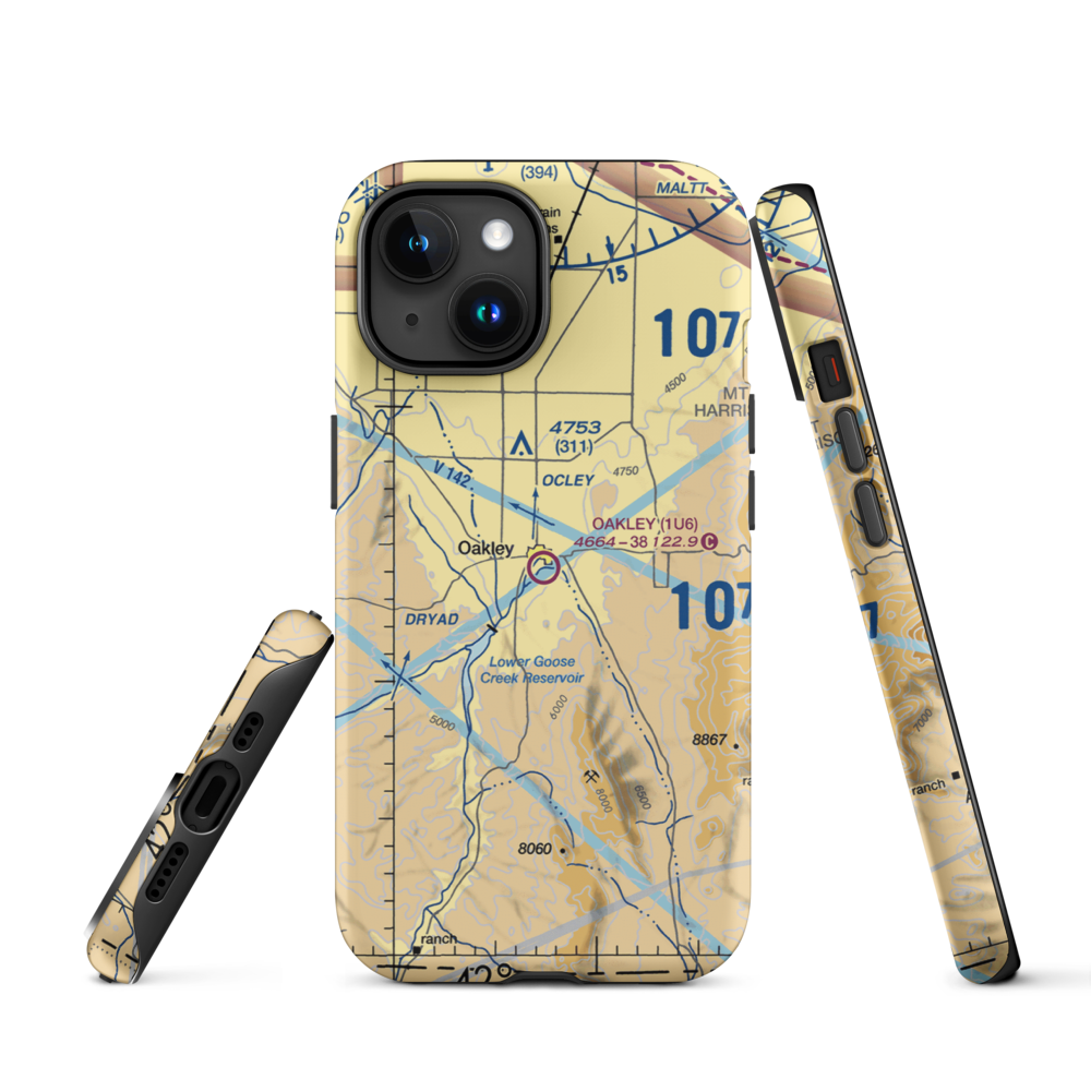 Oakley Municipal Airport (1U6) VFR Sectional  Tough iPhone Case iPhone 15 model shown