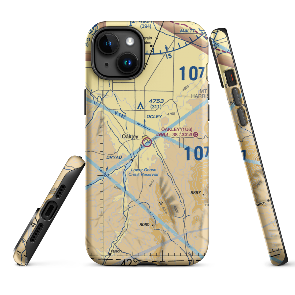 Oakley Municipal Airport (1U6) VFR Sectional  Tough iPhone Case iPhone 15 Plus model shown