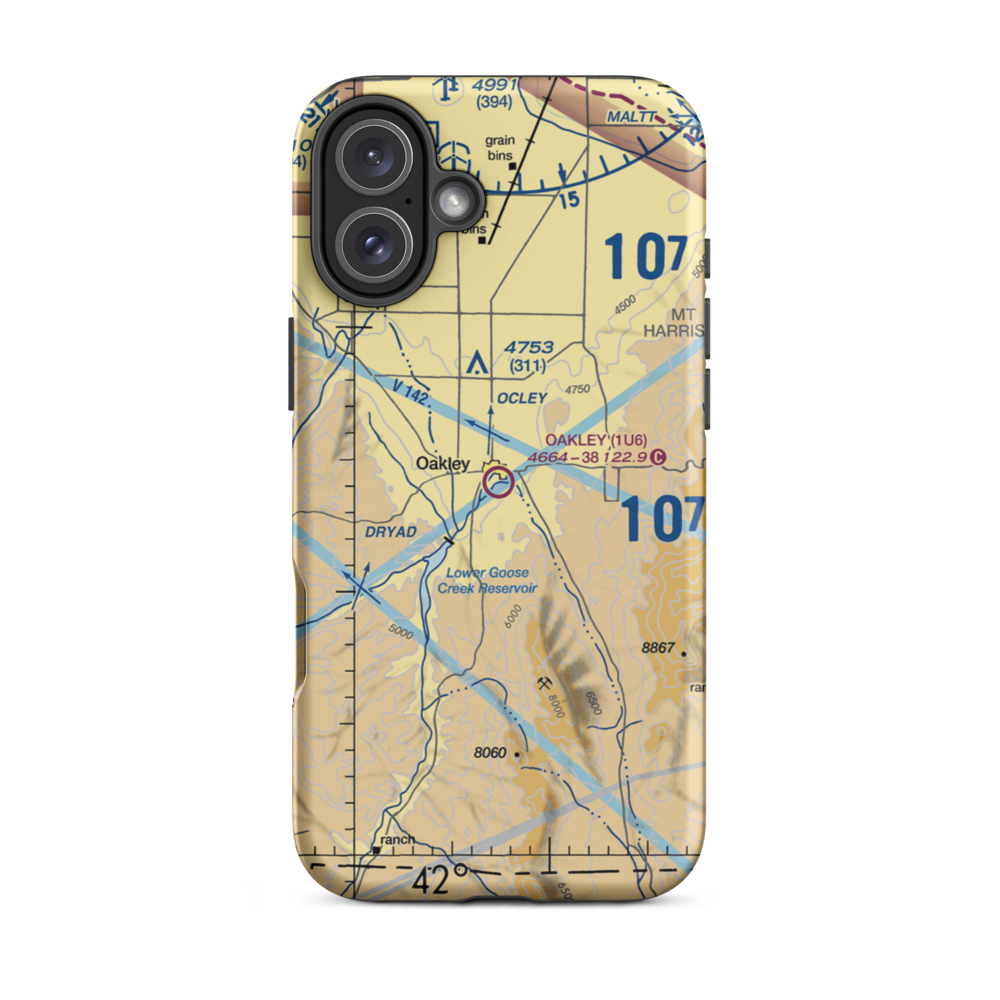 Oakley Municipal Airport (1U6) VFR Sectional  Tough iPhone Case iPhone 16 Plus model shown