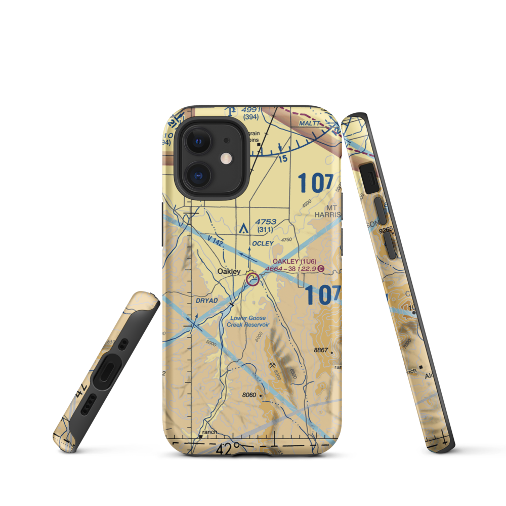 Oakley Municipal Airport (1U6) VFR Sectional  Tough iPhone Case iPhone 12 mini model shown