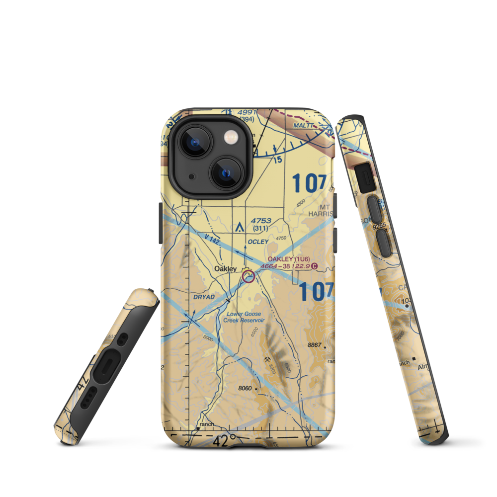 Oakley Municipal Airport (1U6) VFR Sectional  Tough iPhone Case iPhone 13 mini model shown