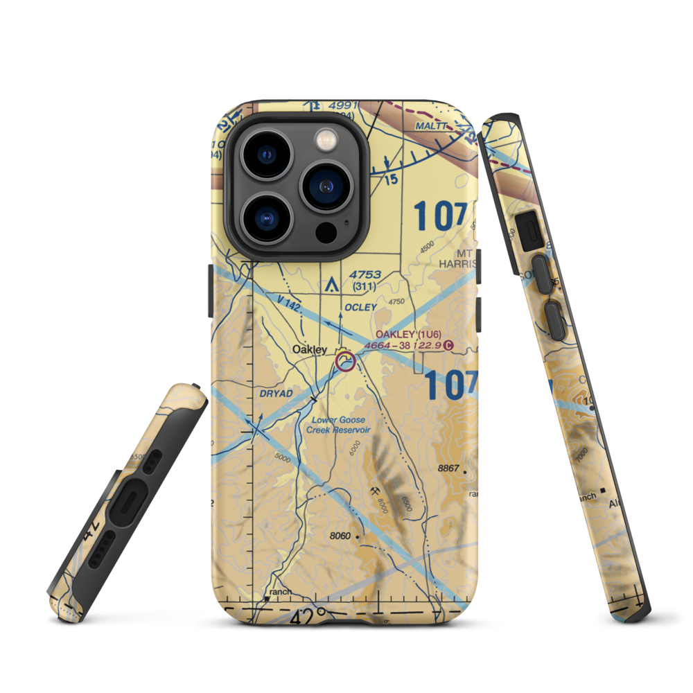 Oakley Municipal Airport (1U6) VFR Sectional  Tough iPhone Case iPhone 13 Pro model shown