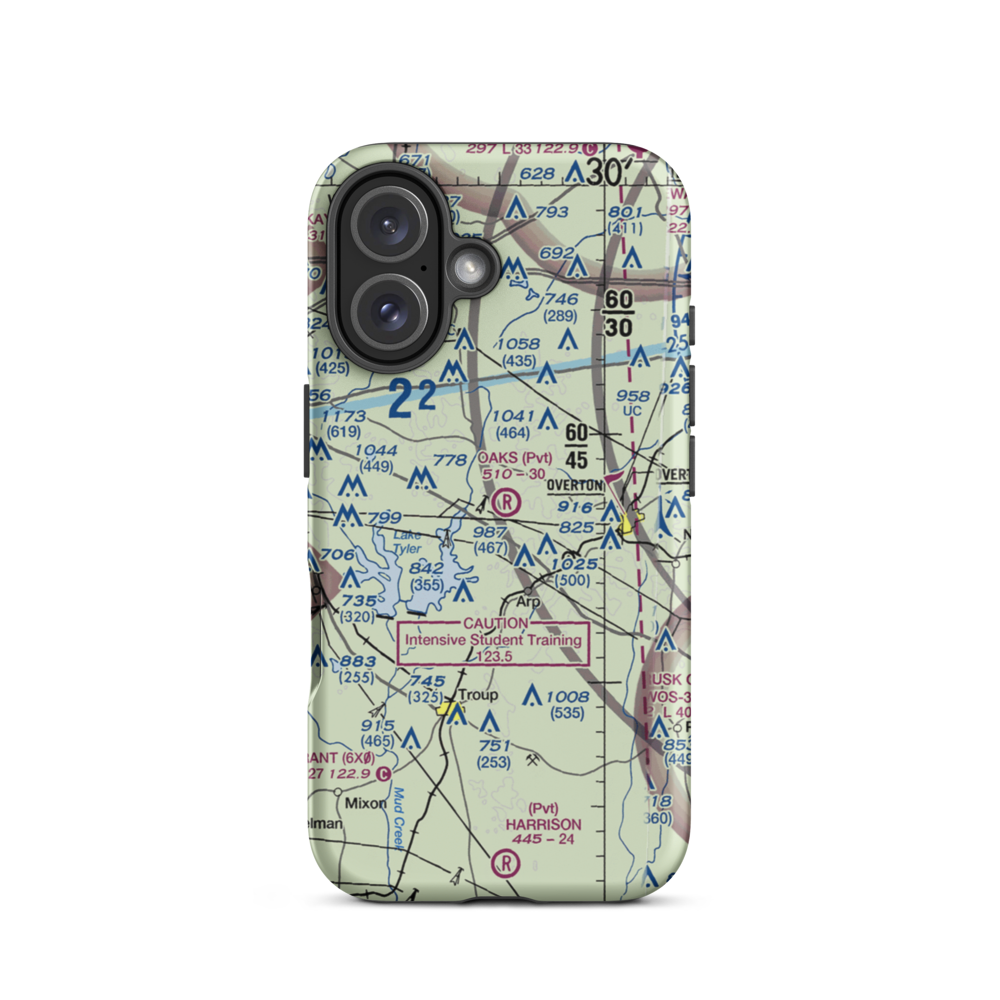 Oaks Airport (TX24) VFR Sectional  Tough iPhone Case iPhone 16 model shown