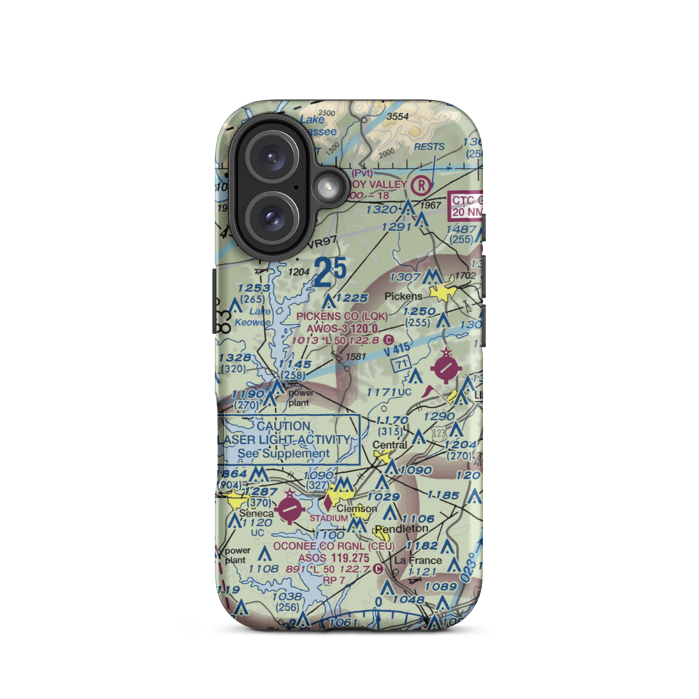 Oakview Airport (SC52) VFR Sectional  Tough iPhone Case iPhone 16 model shown