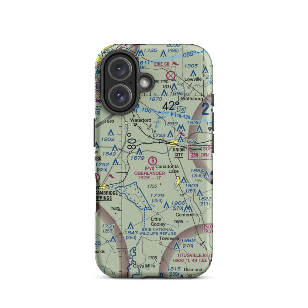 Oberlander Airport (PA52) VFR Sectional  Tough iPhone Case iPhone 16 model shown