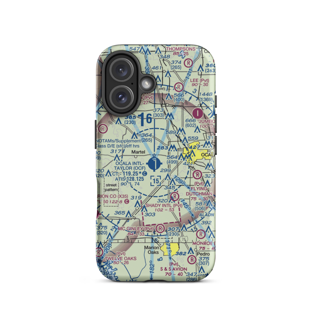 Ocala International Airport - Jim Taylor Field (OCF) VFR Sectional  Tough iPhone Case iPhone 16 model shown