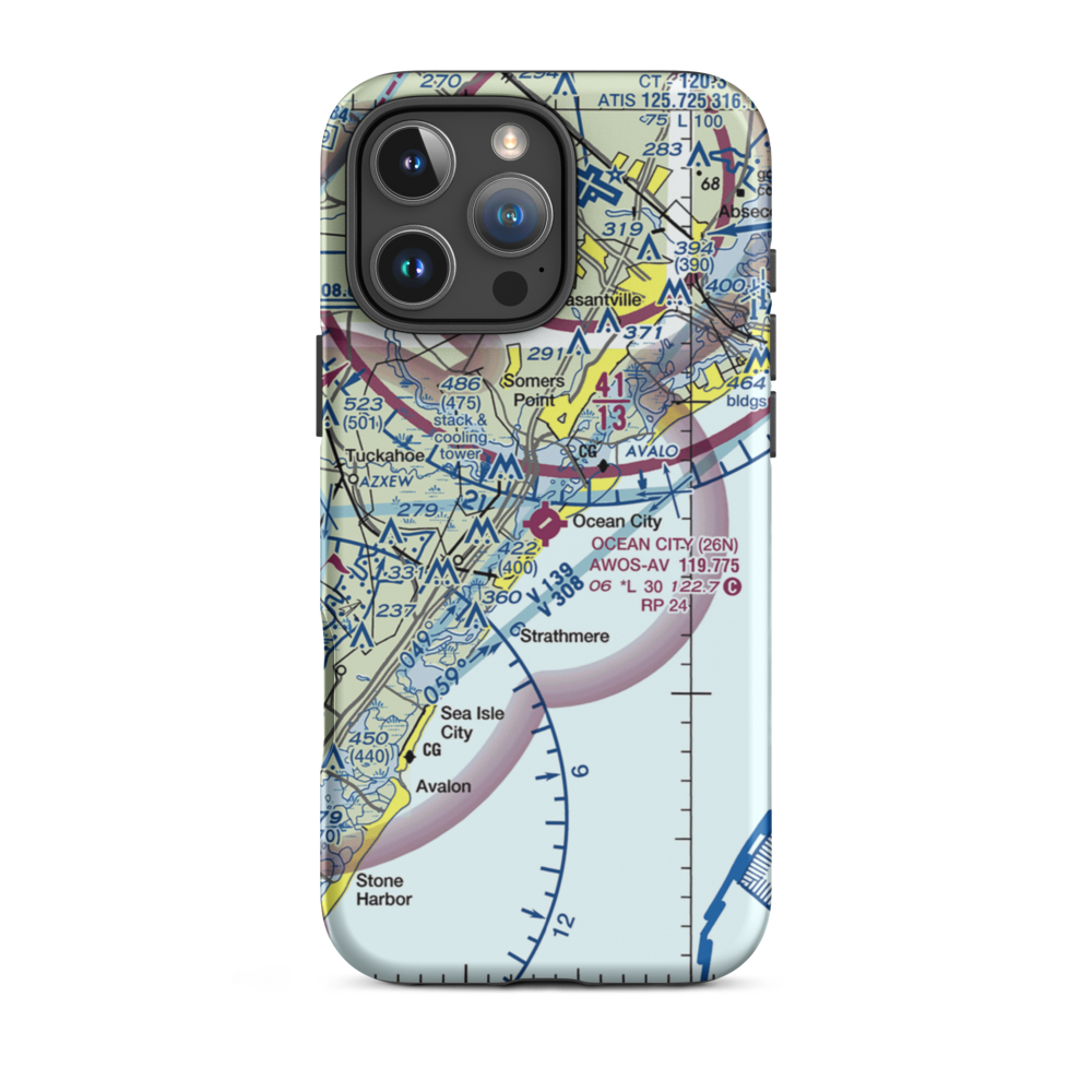 Ocean City Municipal Airport (26N) VFR Sectional  Tough iPhone Case iPhone 16 Pro Max model shown
