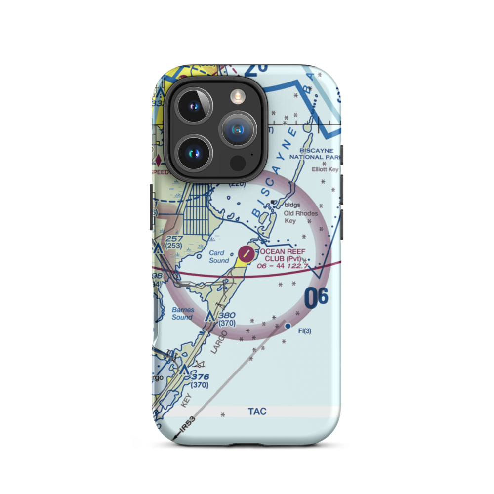 Ocean Reef Club Airport (OCA) VFR Sectional  Tough iPhone Case iPhone 16 Pro model shown