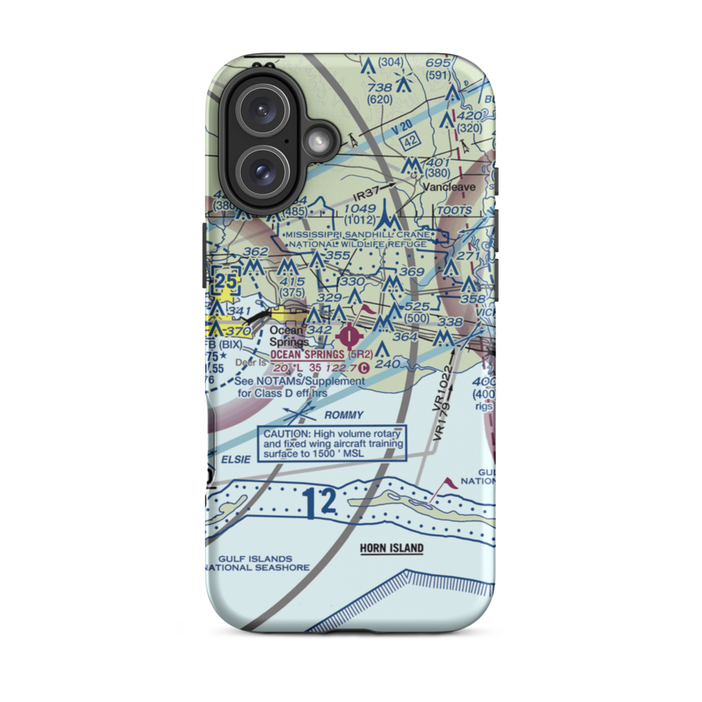 Ocean Springs Airport (5R2) VFR Sectional  Tough iPhone Case iPhone 16 Plus model shown