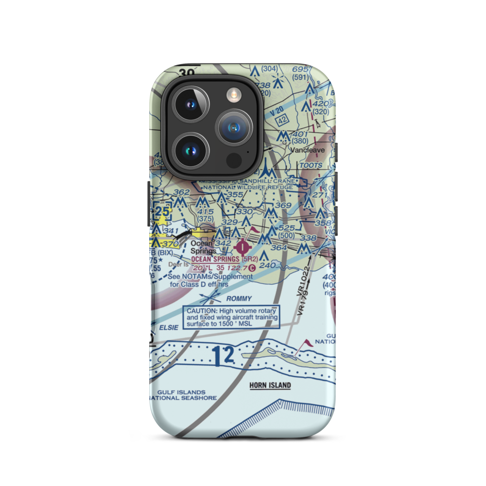 Ocean Springs Airport (5R2) VFR Sectional  Tough iPhone Case iPhone 16 Pro model shown