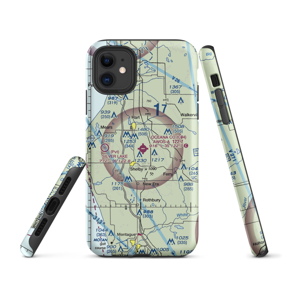Oceana County Airport (C04) VFR Sectional  Tough iPhone Case iPhone 11 model shown