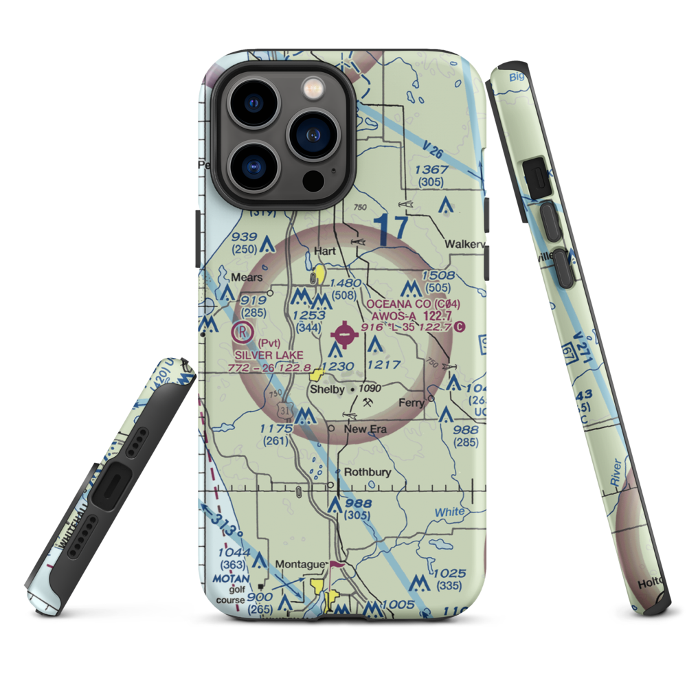 Oceana County Airport (C04) VFR Sectional  Tough iPhone Case iPhone 13 Pro Max model shown