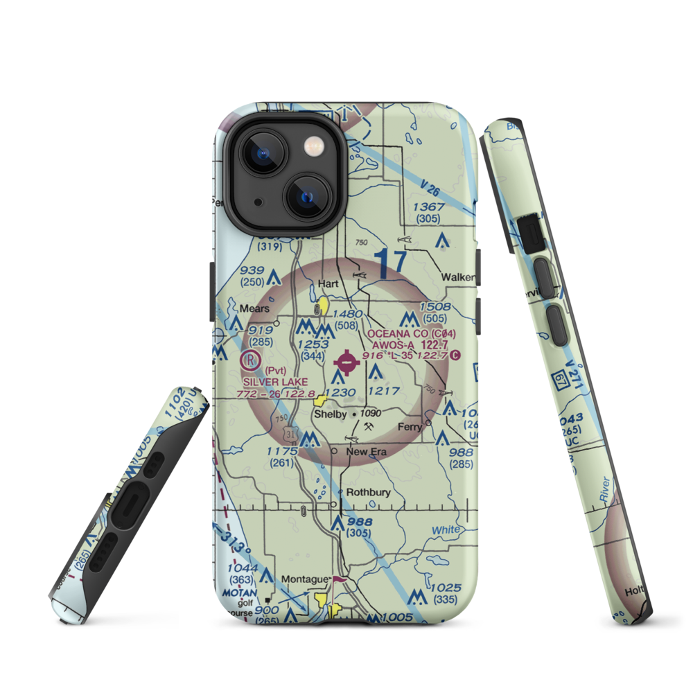 Oceana County Airport (C04) VFR Sectional  Tough iPhone Case iPhone 14 model shown