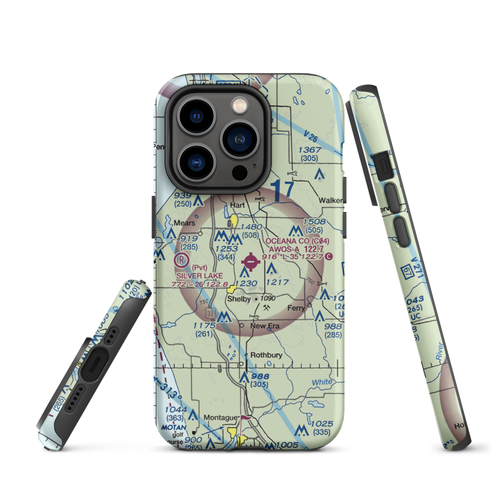 Oceana County Airport (C04) VFR Sectional  Tough iPhone Case iPhone 14 Pro model shown