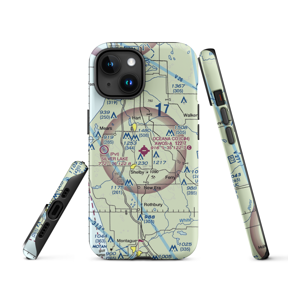 Oceana County Airport (C04) VFR Sectional  Tough iPhone Case iPhone 15 model shown