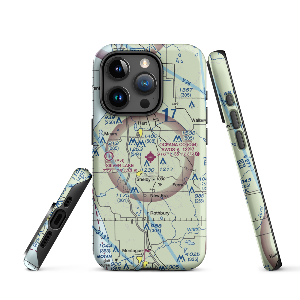 Oceana County Airport (C04) VFR Sectional  Tough iPhone Case iPhone 15 Pro model shown