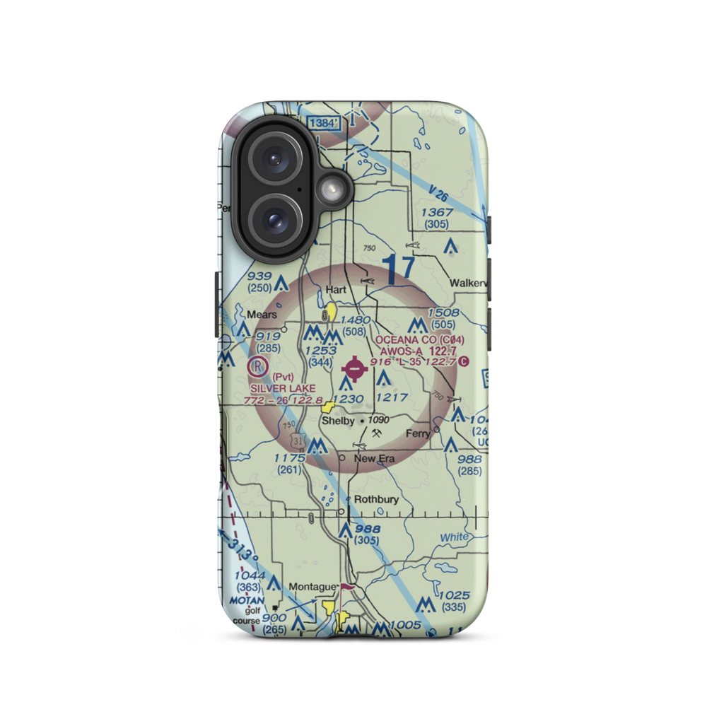 Oceana County Airport (C04) VFR Sectional  Tough iPhone Case iPhone 16 model shown