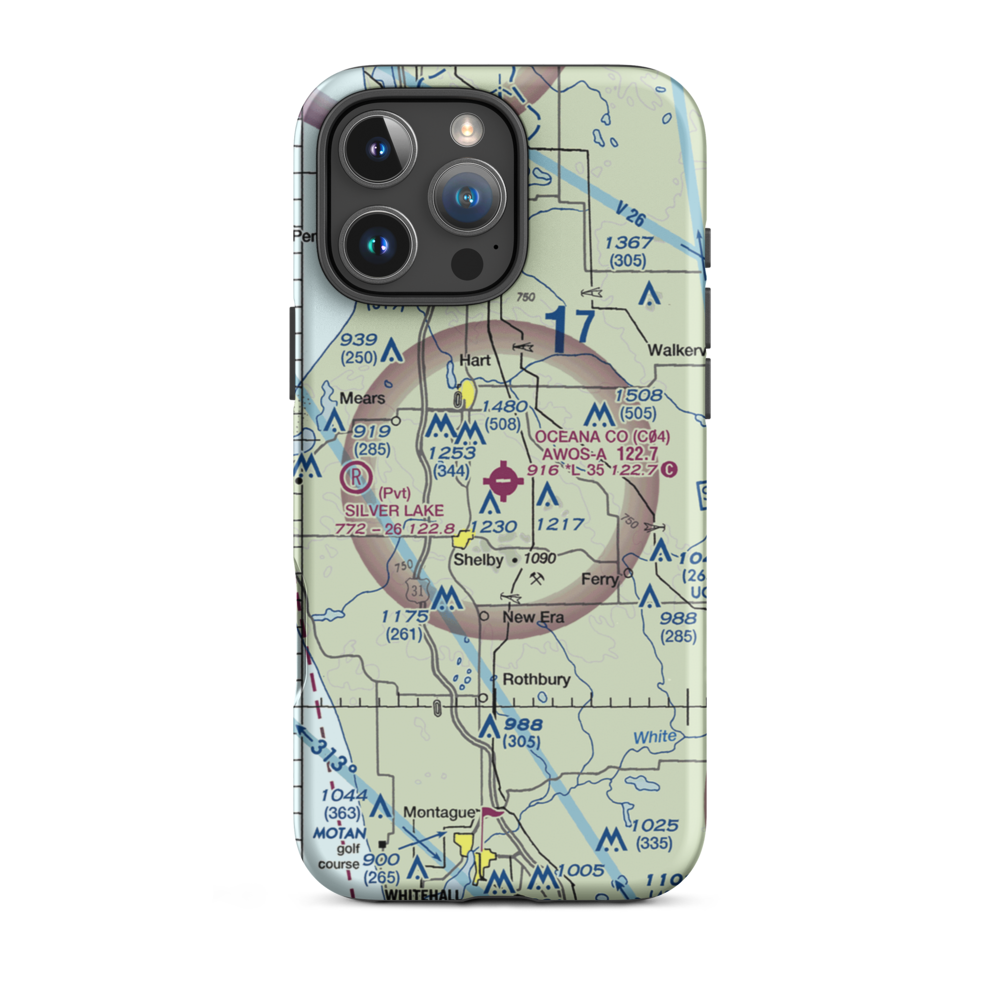 Oceana County Airport (C04) VFR Sectional  Tough iPhone Case iPhone 16 Pro Max model shown