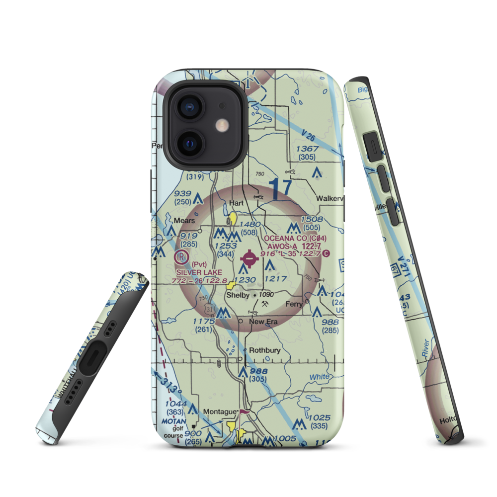 Oceana County Airport (C04) VFR Sectional  Tough iPhone Case iPhone 12 model shown