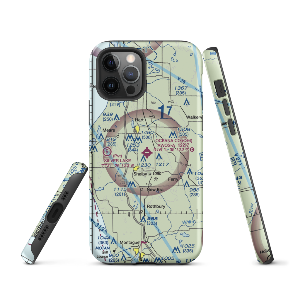 Oceana County Airport (C04) VFR Sectional  Tough iPhone Case iPhone 12 Pro model shown