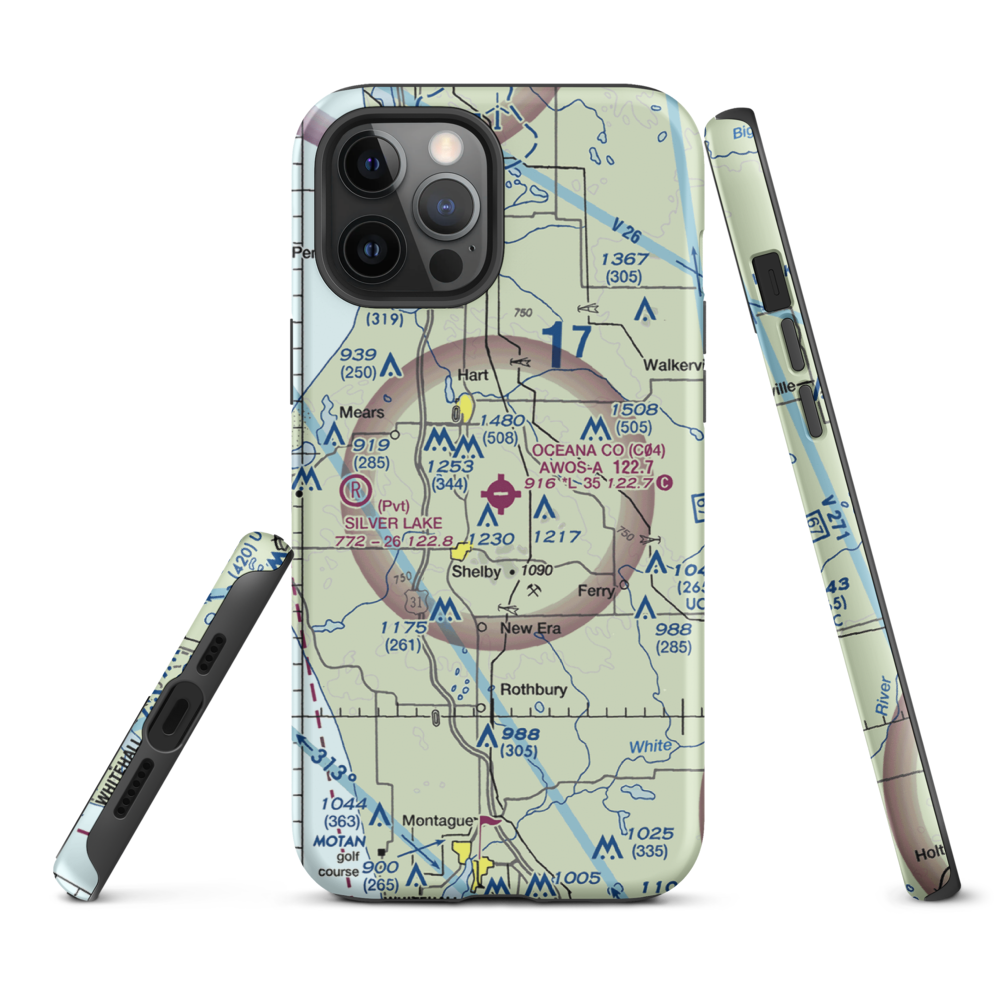 Oceana County Airport (C04) VFR Sectional  Tough iPhone Case iPhone 12 Pro Max model shown