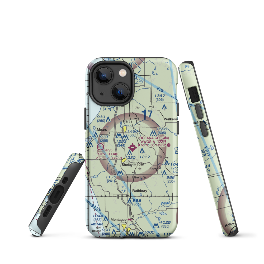 Oceana County Airport (C04) VFR Sectional  Tough iPhone Case iPhone 13 mini model shown