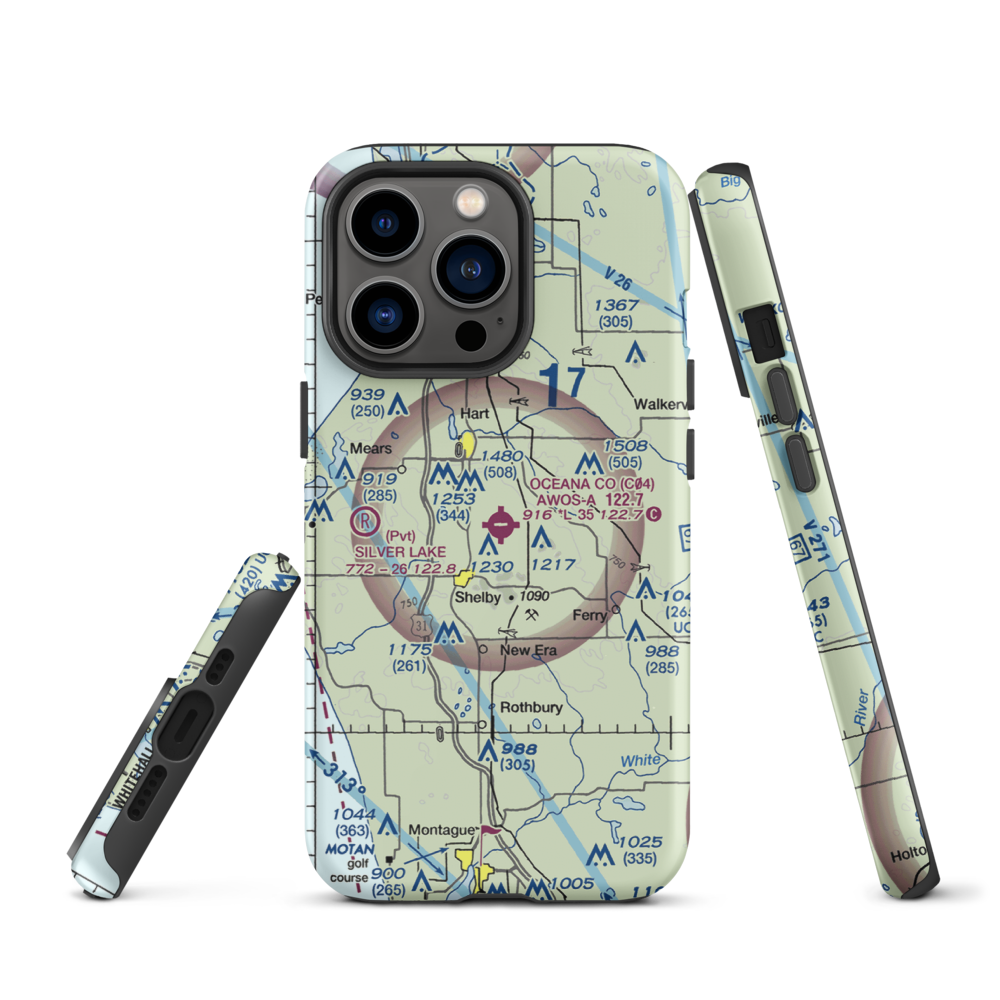 Oceana County Airport (C04) VFR Sectional  Tough iPhone Case iPhone 13 Pro model shown