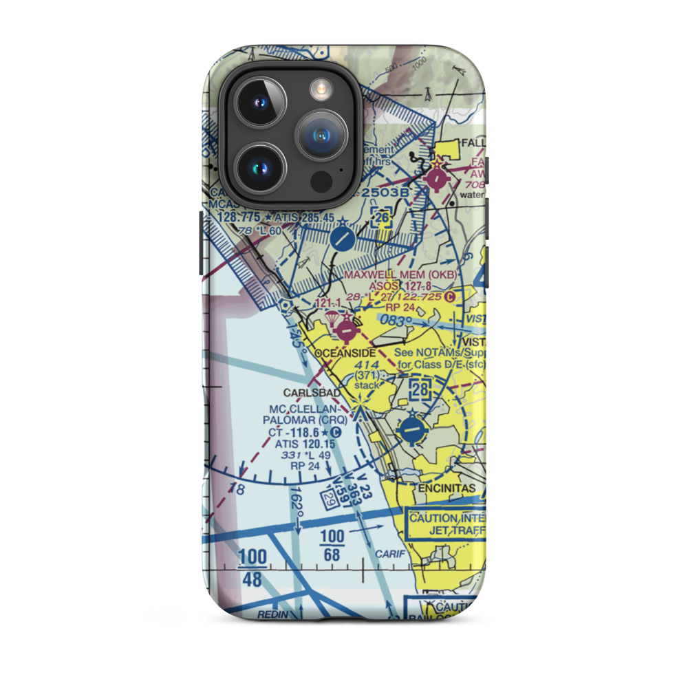 Oceanside Municipal Airport (OKB) VFR Sectional  Tough iPhone Case iPhone 16 Pro Max model shown