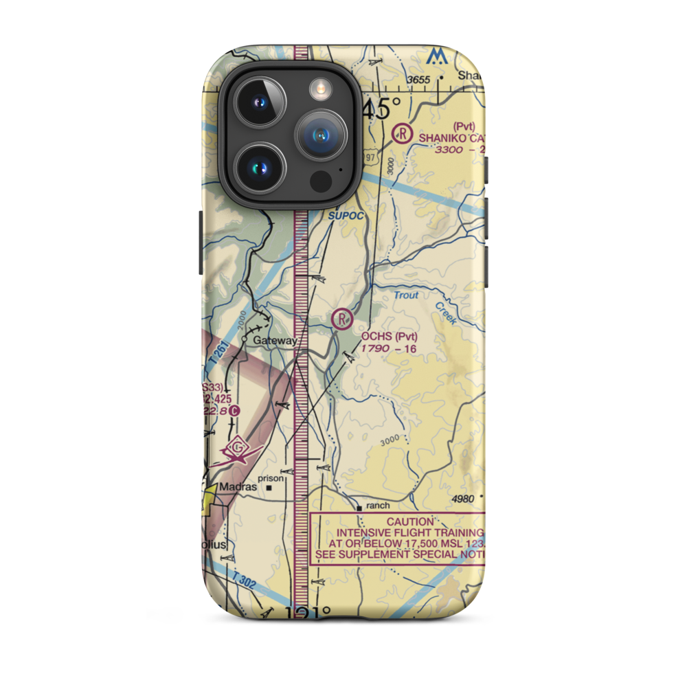 Ochs Private Airport (72OR) VFR Sectional  Tough iPhone Case iPhone 16 Pro Max model shown