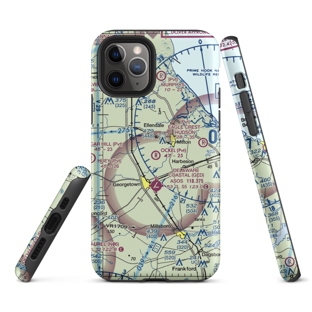 Ockel Farms Airport (DE23) VFR Sectional  Tough iPhone Case iPhone 11 Pro model shown
