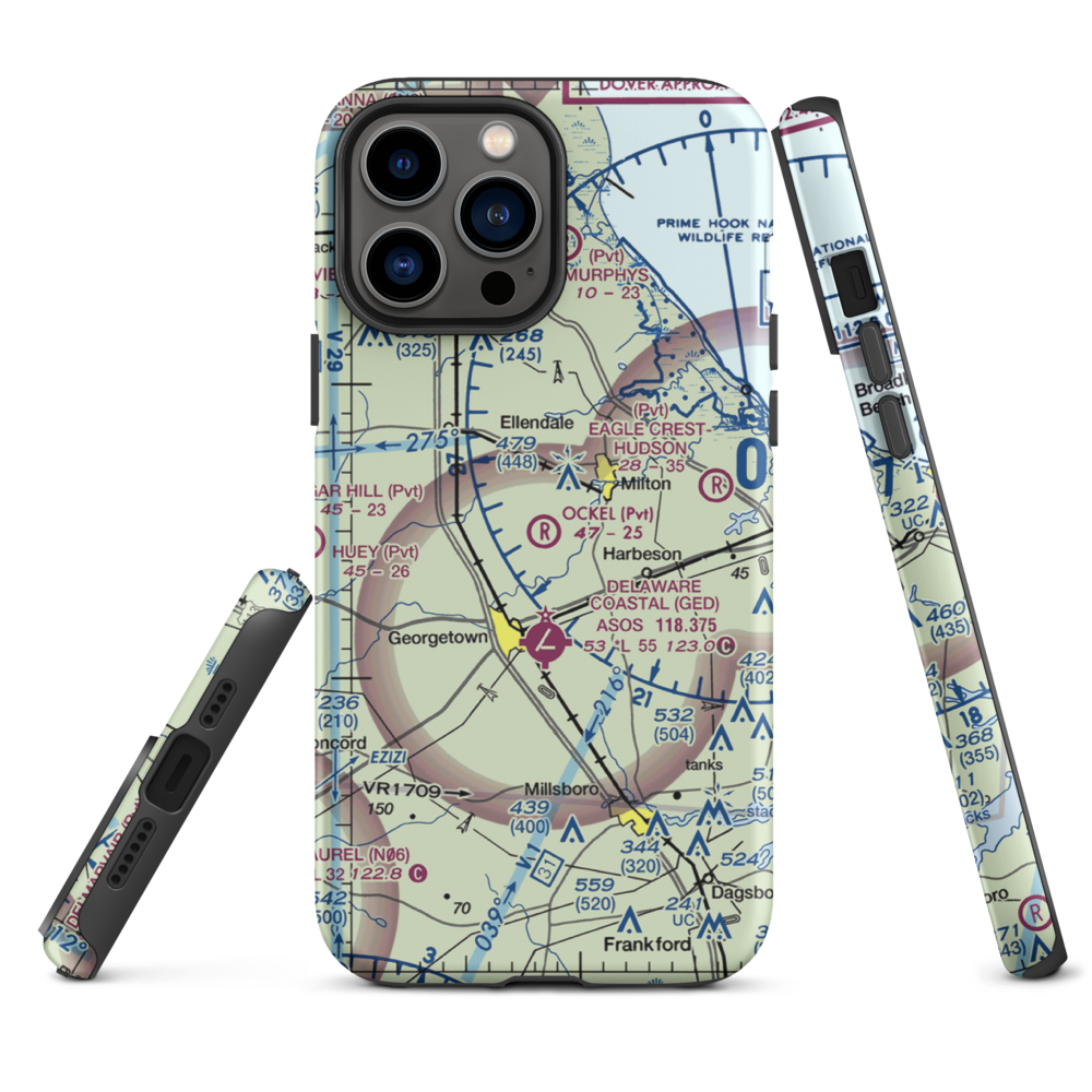 Ockel Farms Airport (DE23) VFR Sectional  Tough iPhone Case iPhone 13 Pro Max model shown