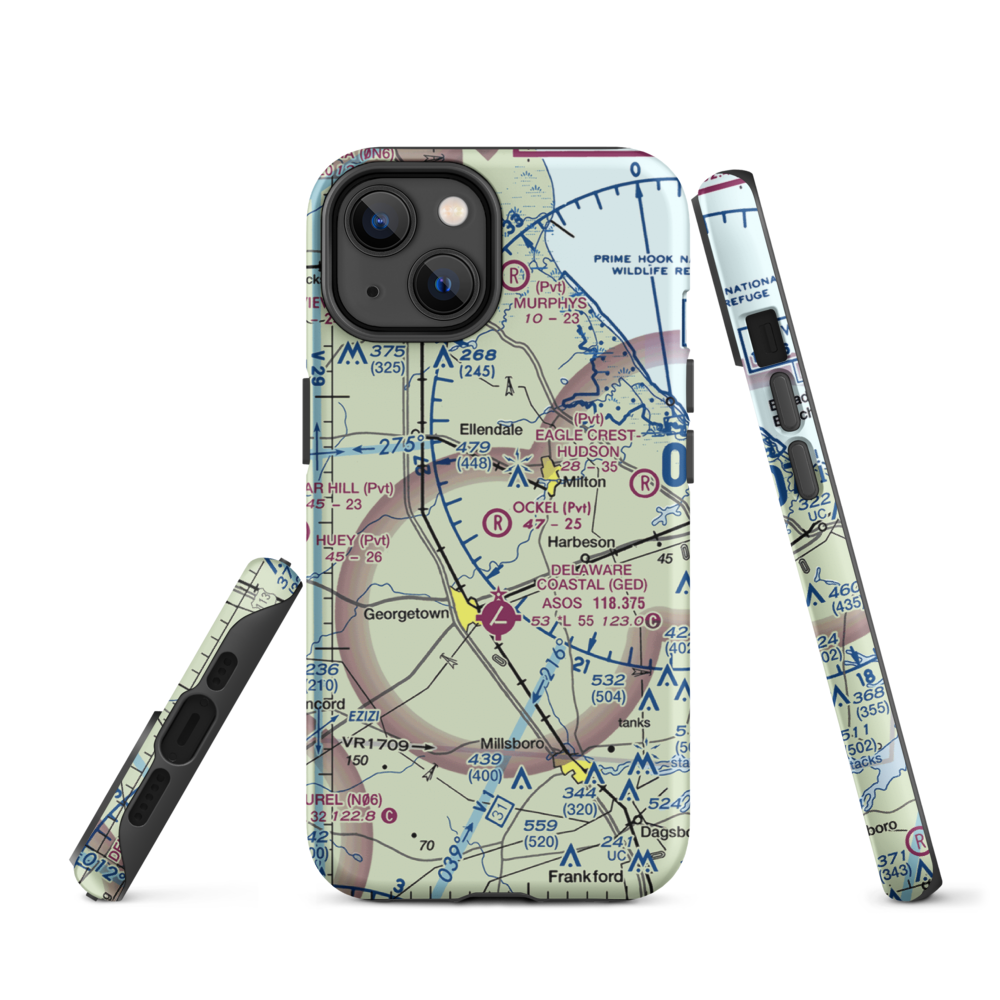 Ockel Farms Airport (DE23) VFR Sectional  Tough iPhone Case iPhone 14 model shown