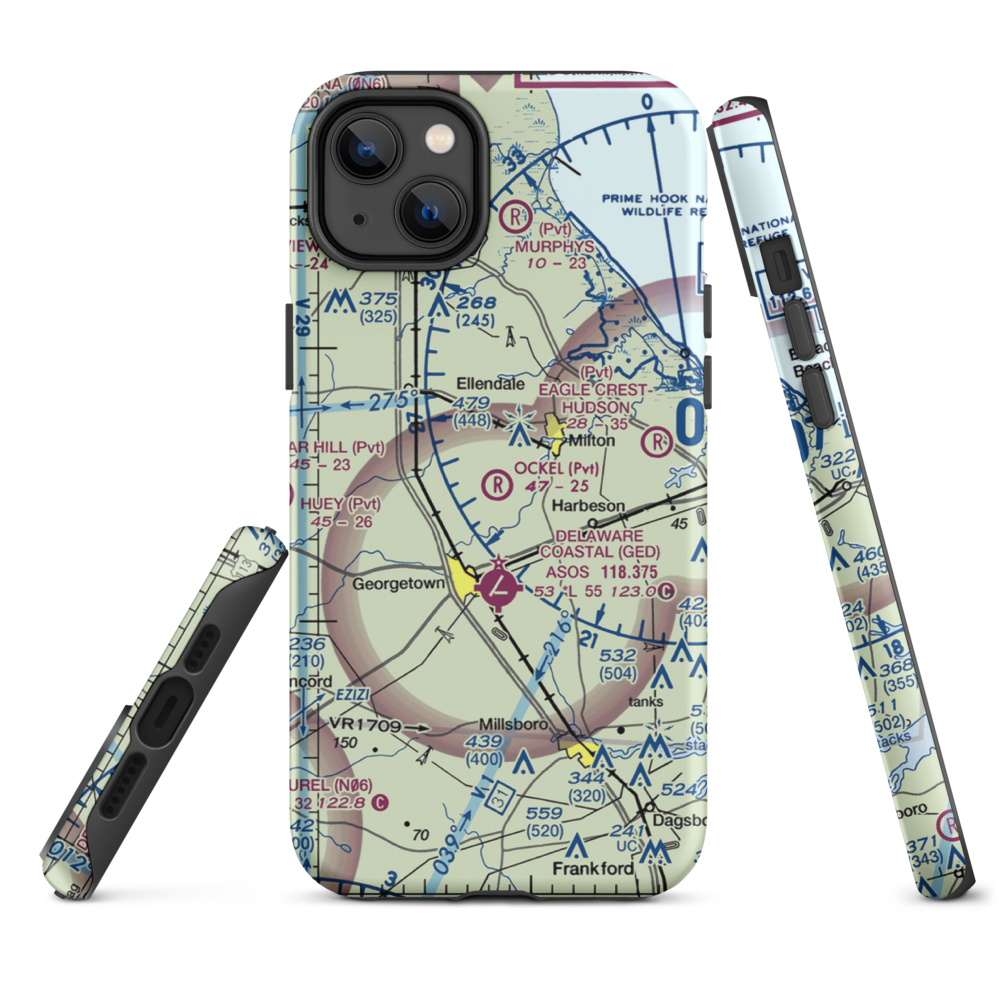 Ockel Farms Airport (DE23) VFR Sectional  Tough iPhone Case iPhone 14 Plus model shown