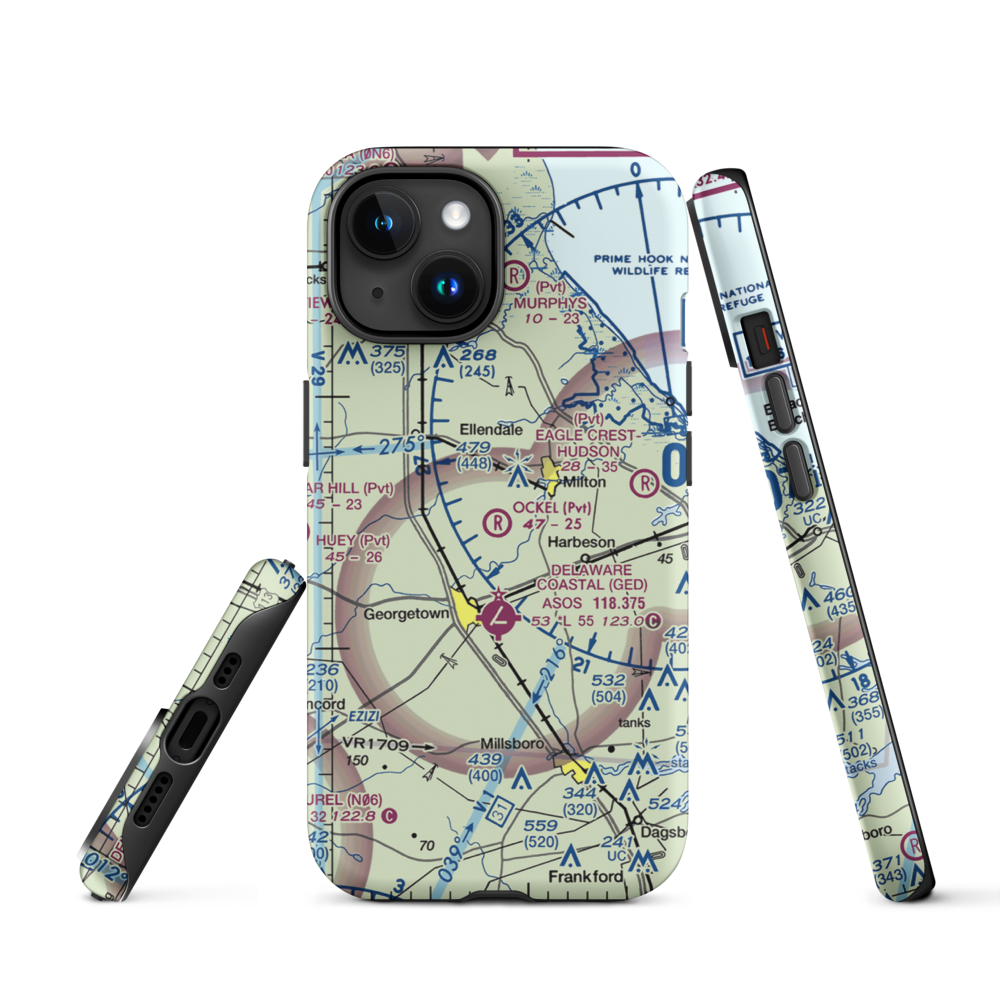 Ockel Farms Airport (DE23) VFR Sectional  Tough iPhone Case iPhone 15 model shown