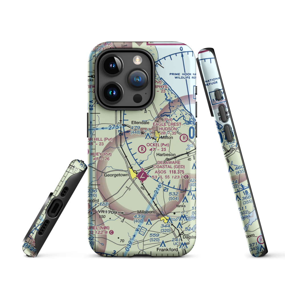 Ockel Farms Airport (DE23) VFR Sectional  Tough iPhone Case iPhone 15 Pro model shown