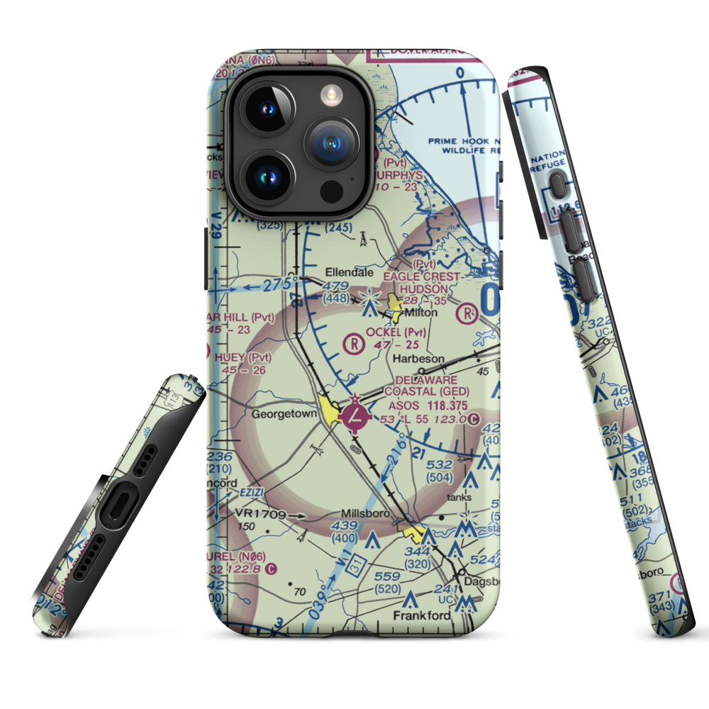 Ockel Farms Airport (DE23) VFR Sectional  Tough iPhone Case iPhone 15 Pro Max model shown