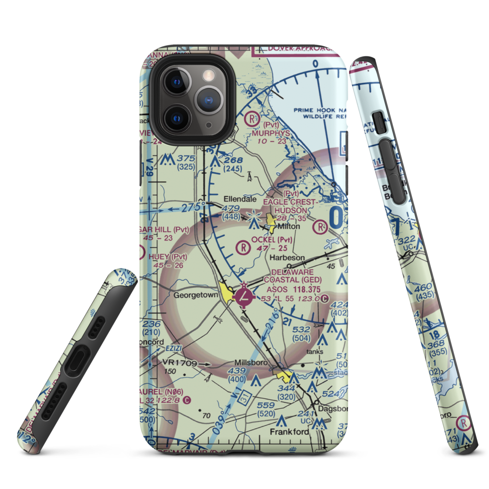 Ockel Farms Airport (DE23) VFR Sectional  Tough iPhone Case iPhone 11 Pro Max model shown