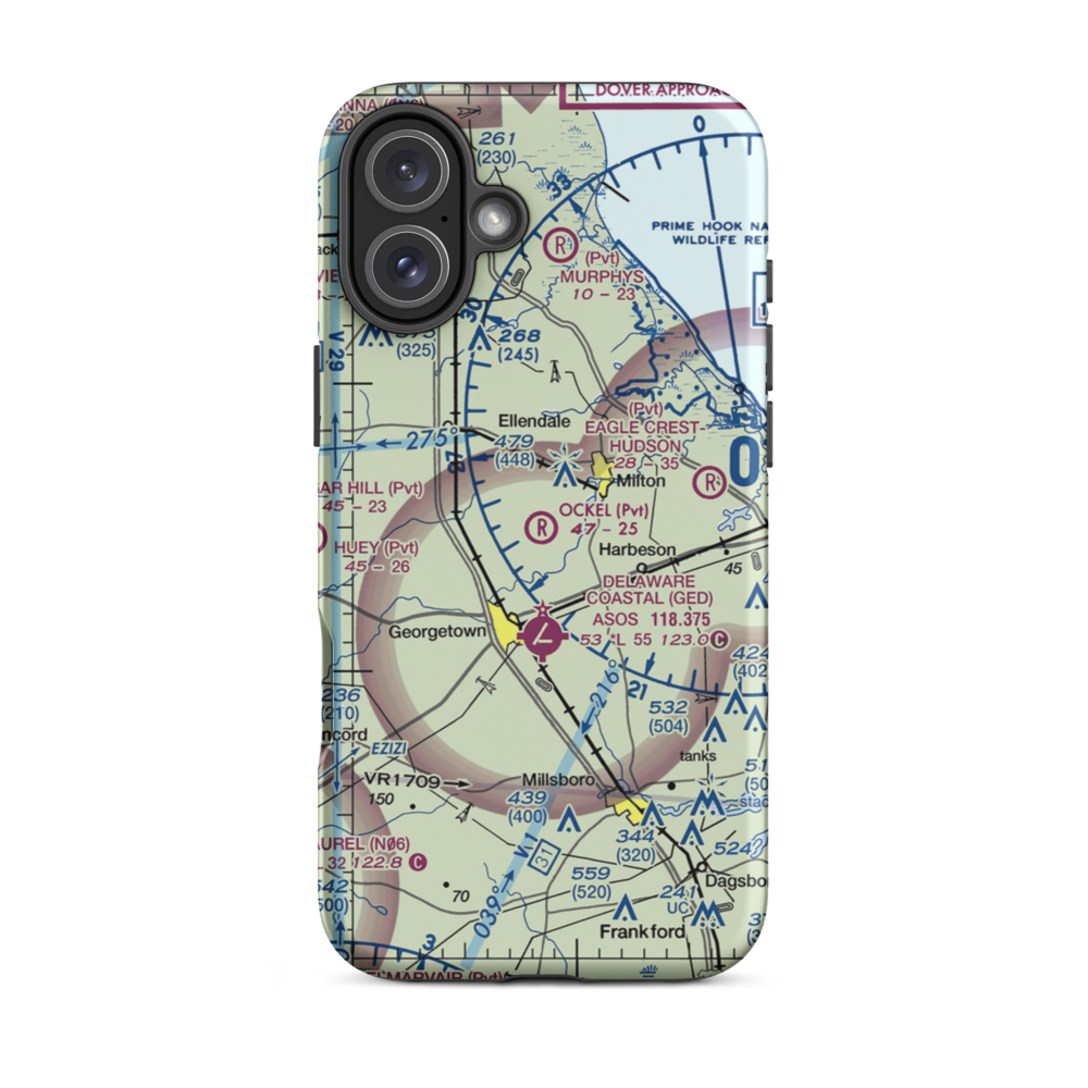 Ockel Farms Airport (DE23) VFR Sectional  Tough iPhone Case iPhone 16 Plus model shown