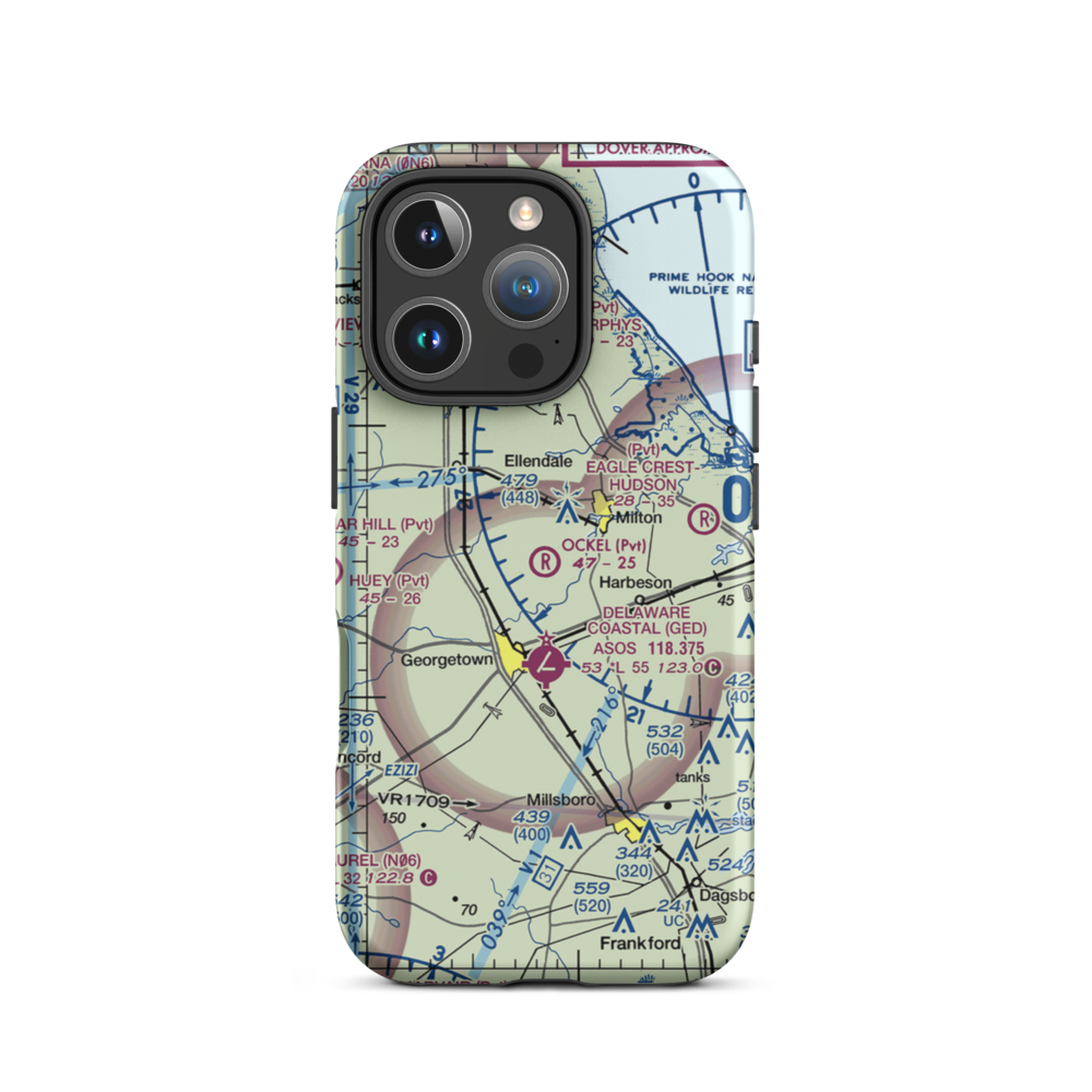 Ockel Farms Airport (DE23) VFR Sectional  Tough iPhone Case iPhone 16 Pro model shown