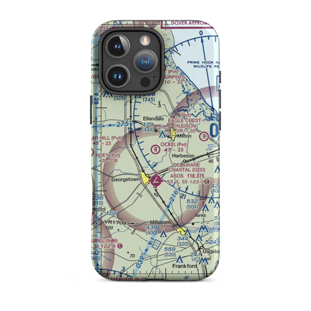 Ockel Farms Airport (DE23) VFR Sectional  Tough iPhone Case iPhone 16 Pro Max model shown