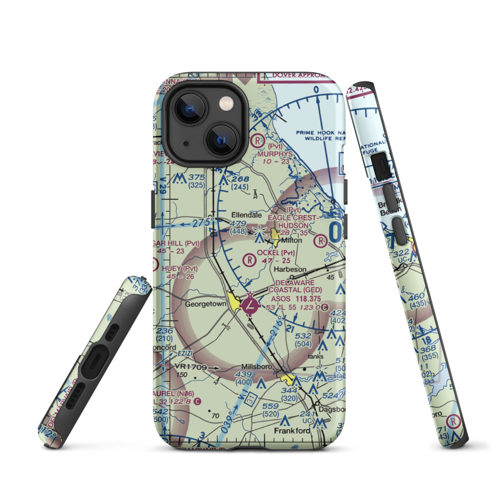 Ockel Farms Airport (DE23) VFR Sectional  Tough iPhone Case iPhone 13 model shown