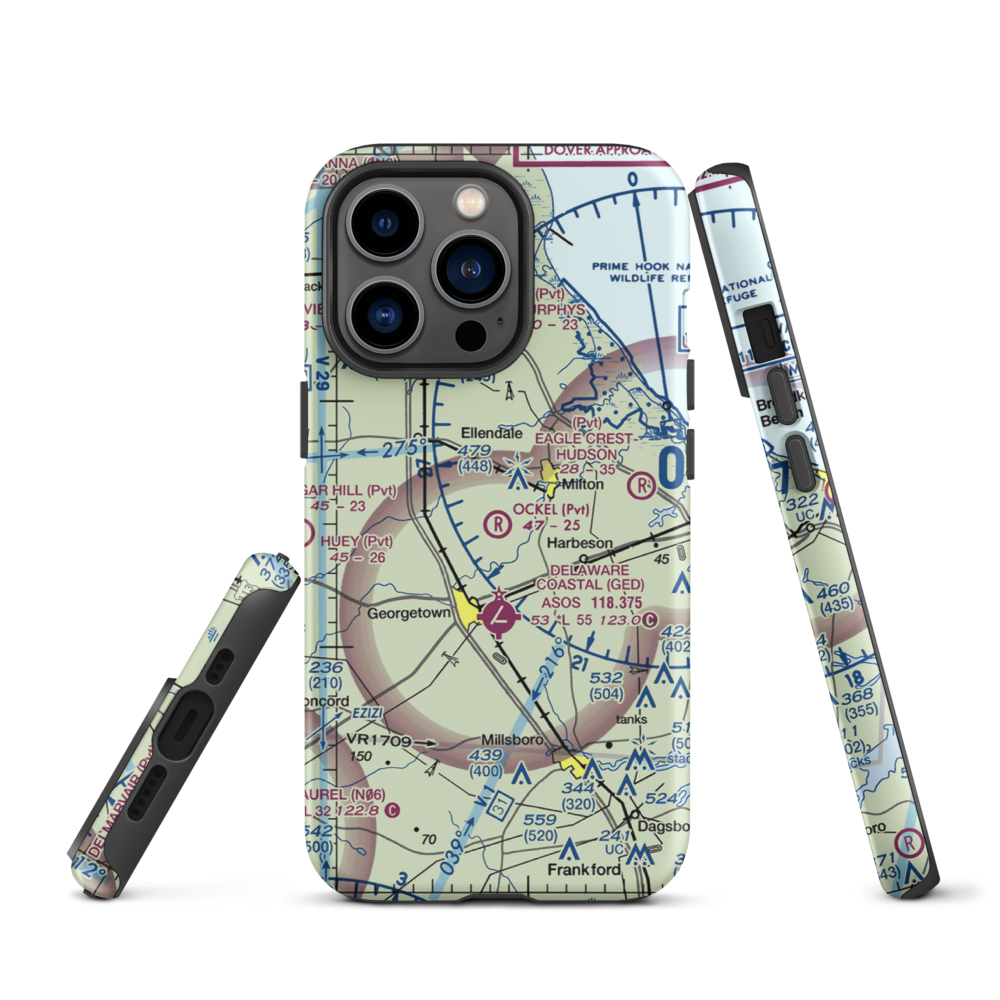 Ockel Farms Airport (DE23) VFR Sectional  Tough iPhone Case iPhone 13 Pro model shown