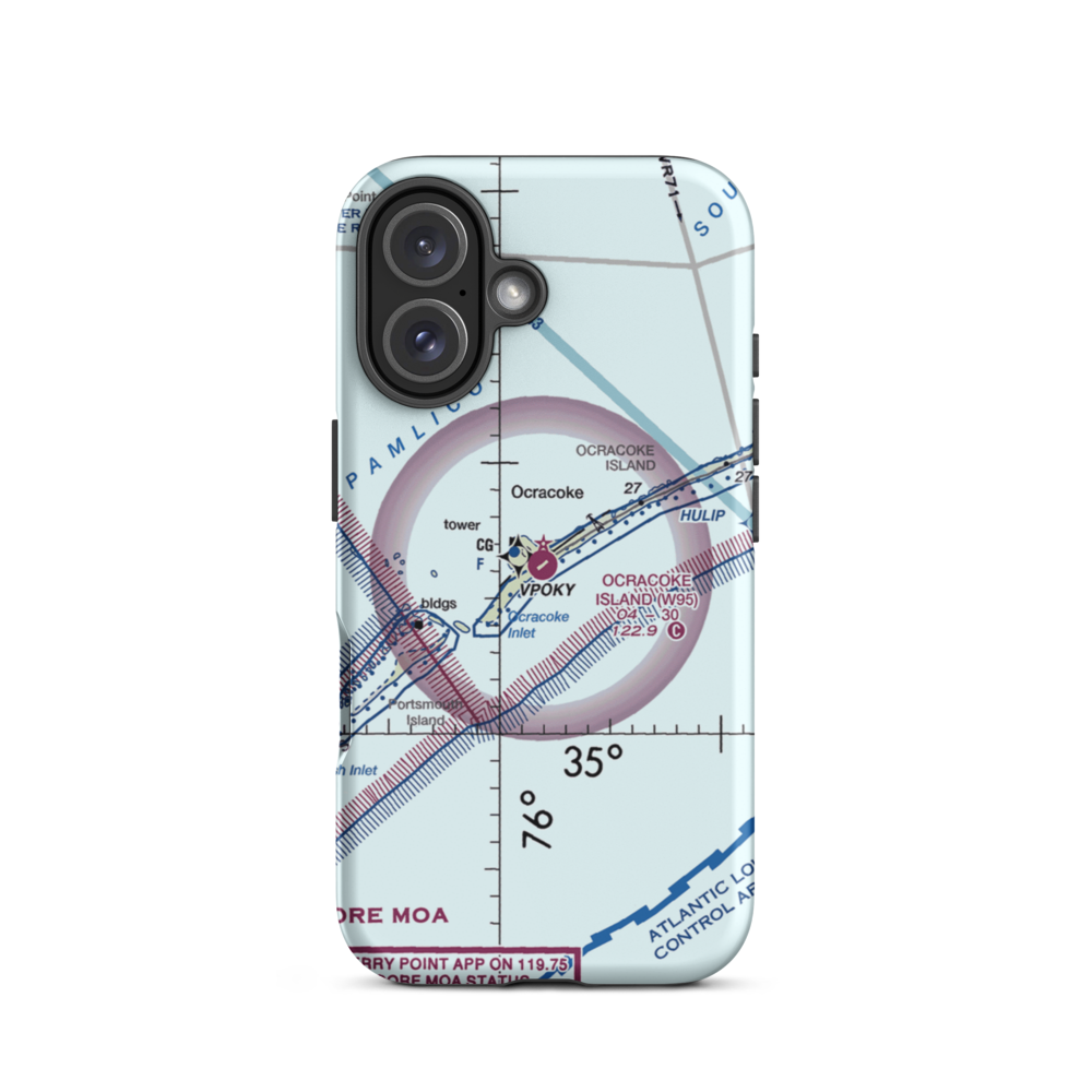 Ocracoke Island Airport (W95) VFR Sectional  Tough iPhone Case iPhone 16 model shown