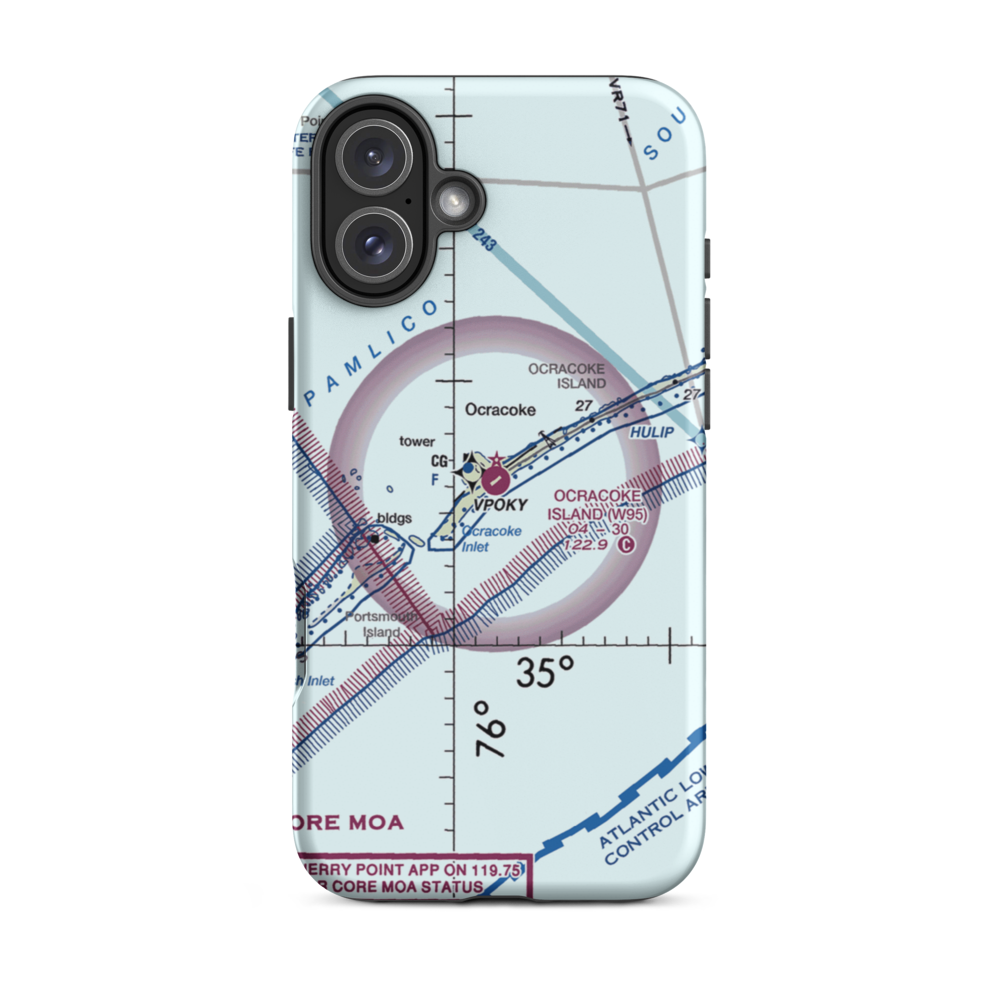 Ocracoke Island Airport (W95) VFR Sectional  Tough iPhone Case iPhone 16 Plus model shown